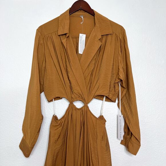 Young Fabulous & Broke Brown Derby Maxi Dress Size Large - Picture 2 of 12